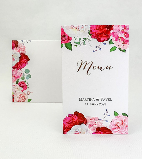 Svadobné menu s ružami a pivonkami - M4020