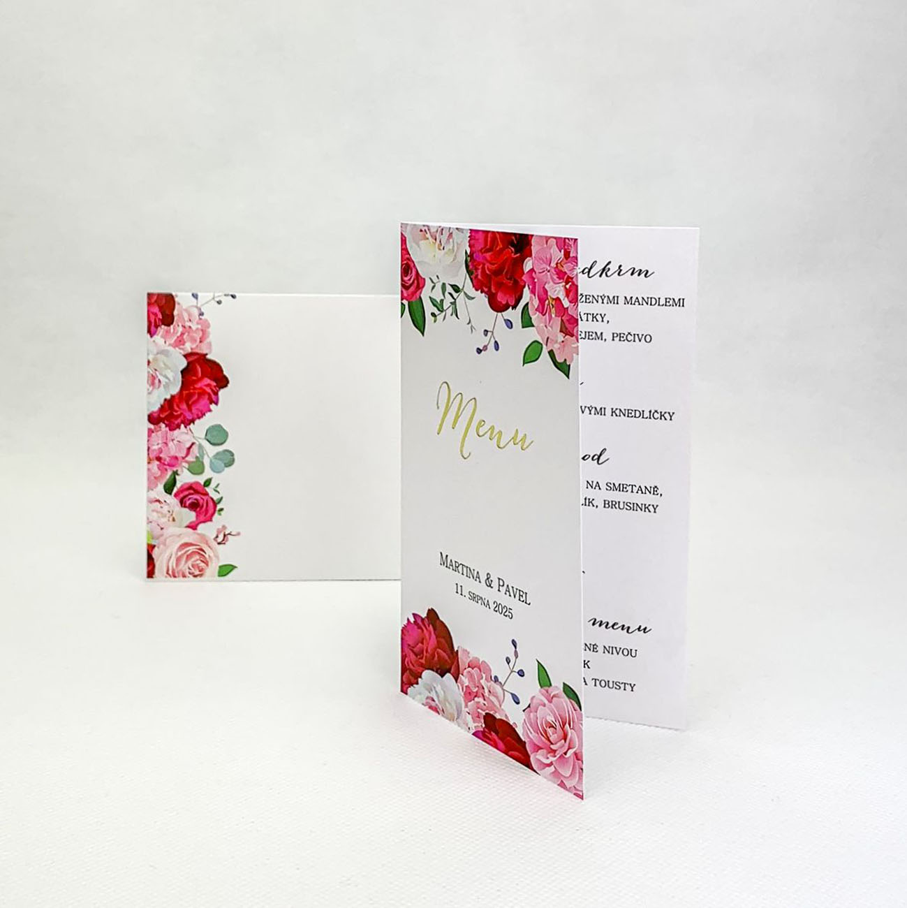 Svatební menu s růžemi a pivoňkami - M4022