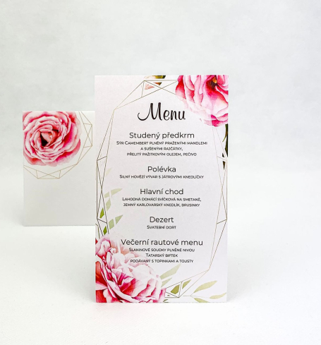 Svatební menu s růží - M4013