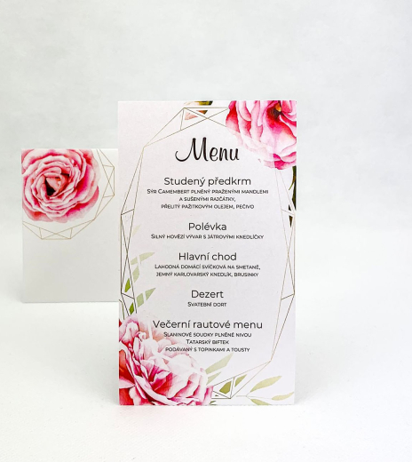 Svatební menu s růží - M4013