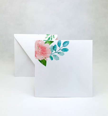 Svadobná obálka s akvarelovou kresbou kvetín - OB4004