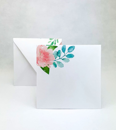 Svadobná obálka s akvarelovou kresbou kvetín - OB4004