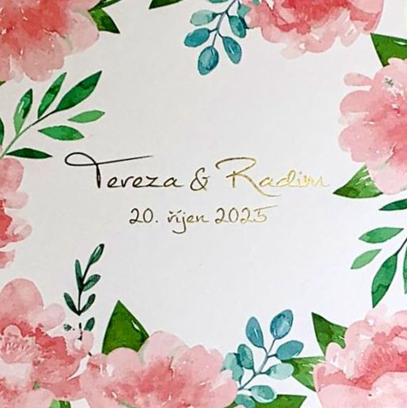 Svadobné oznámenie s akvarelovou kresbou kvetín - G4004