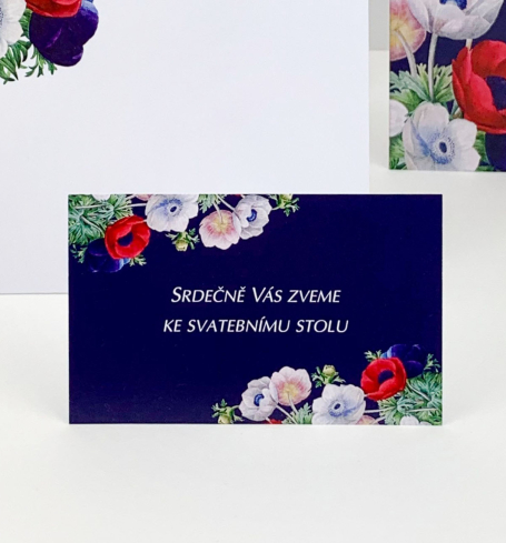 Svatební pozvánka s květy sasanek - P4015
