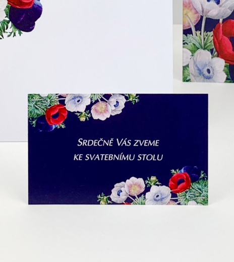 Svatební pozvánka s květy sasanek - P4015