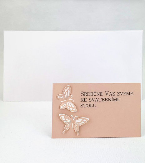 Svatební pozvánka s motýlky  - P4025A