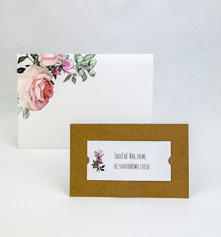 Svatební pozvánka s růží  - P4024