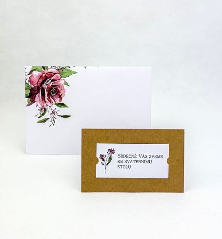 Svatební pozvánka s růží - P4028