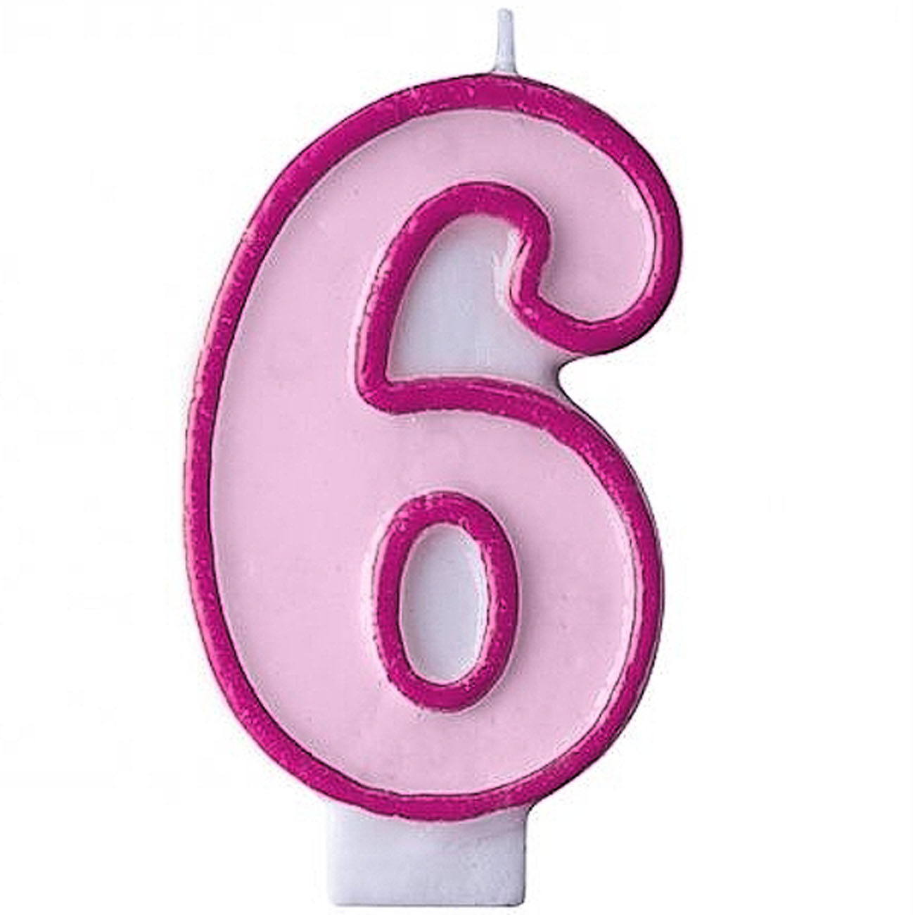 Svíčka dortová - růžová, s číslovkou 6 (1 ks) - SV5312