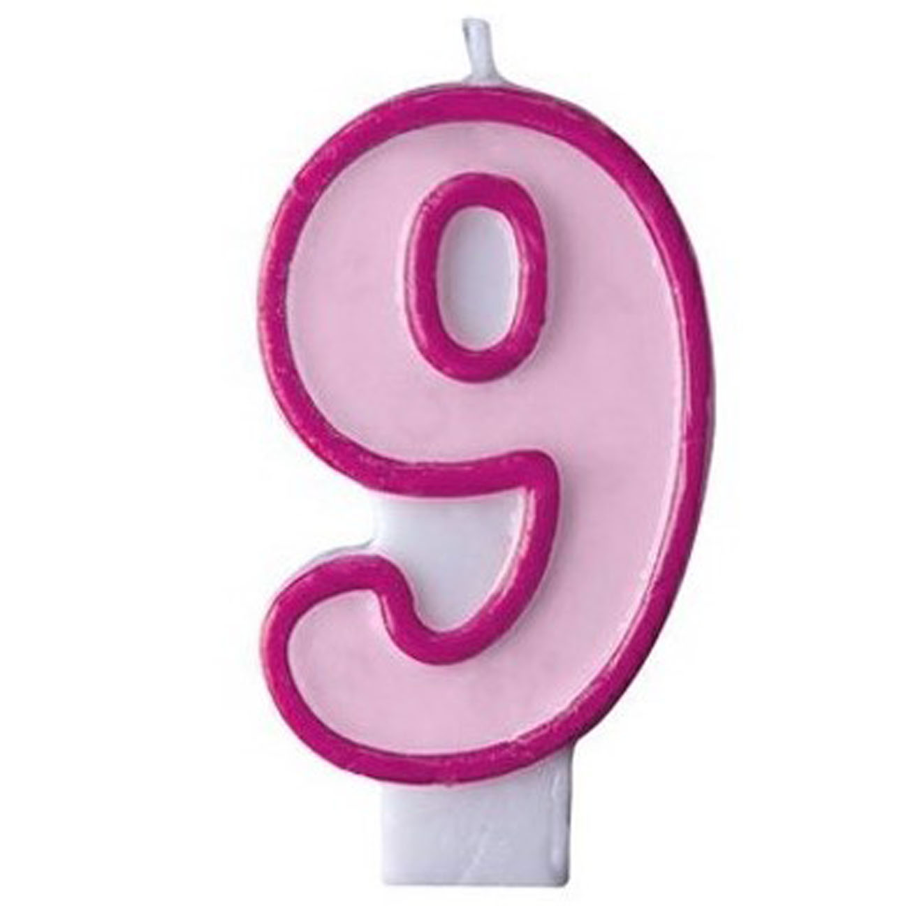 Svíčka dortová - růžová, s číslovkou 9 (1 ks) - SV5318